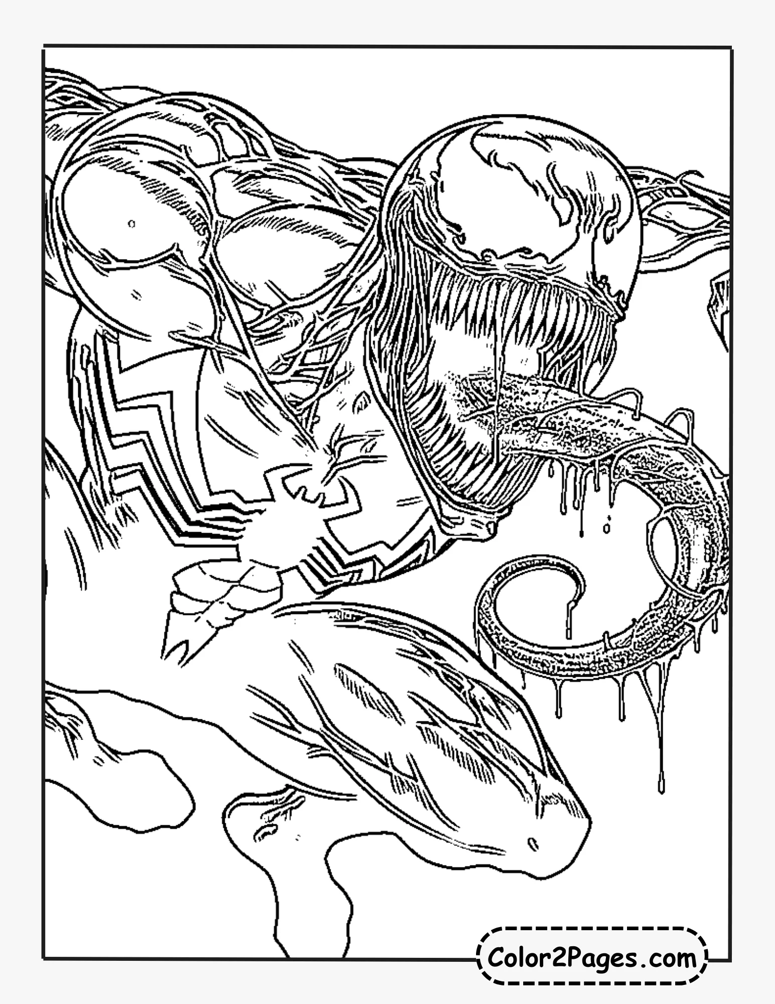 full-body Venom with tongue coloring pages