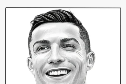 Ronaldo closeup coloring page