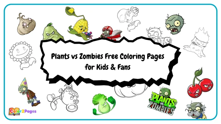 Plants vs Zombies Free Coloring Pages for Kids & Fans