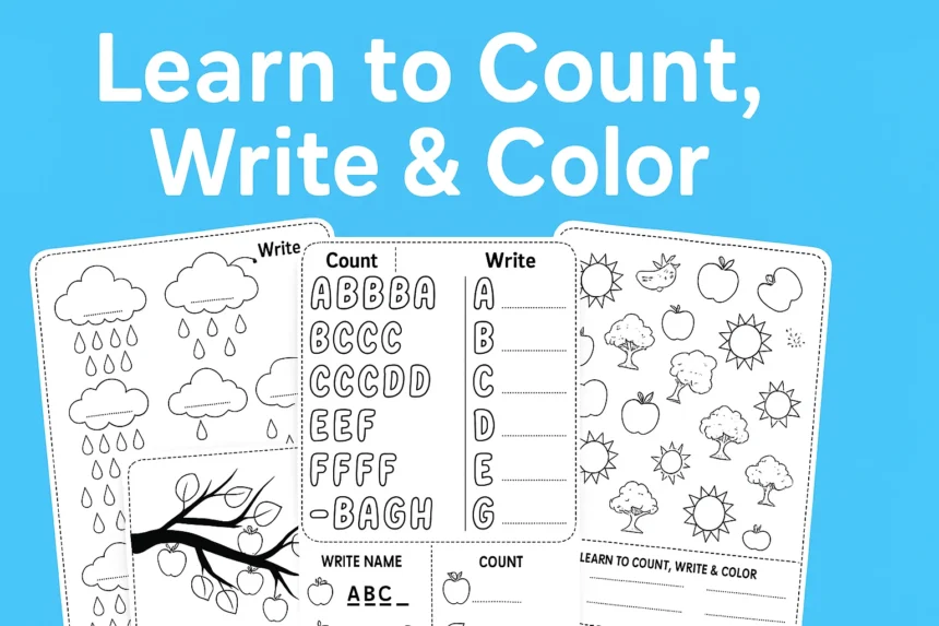 Free Printable Activity Pages for Kids | Counting & Alphabet Learning Adventure