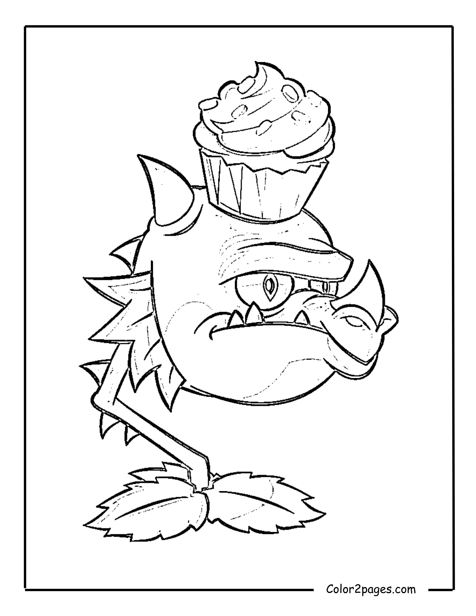 Snapdragon in a cupcake costume from Plants vs. Zombies 2, a fun free coloring page.