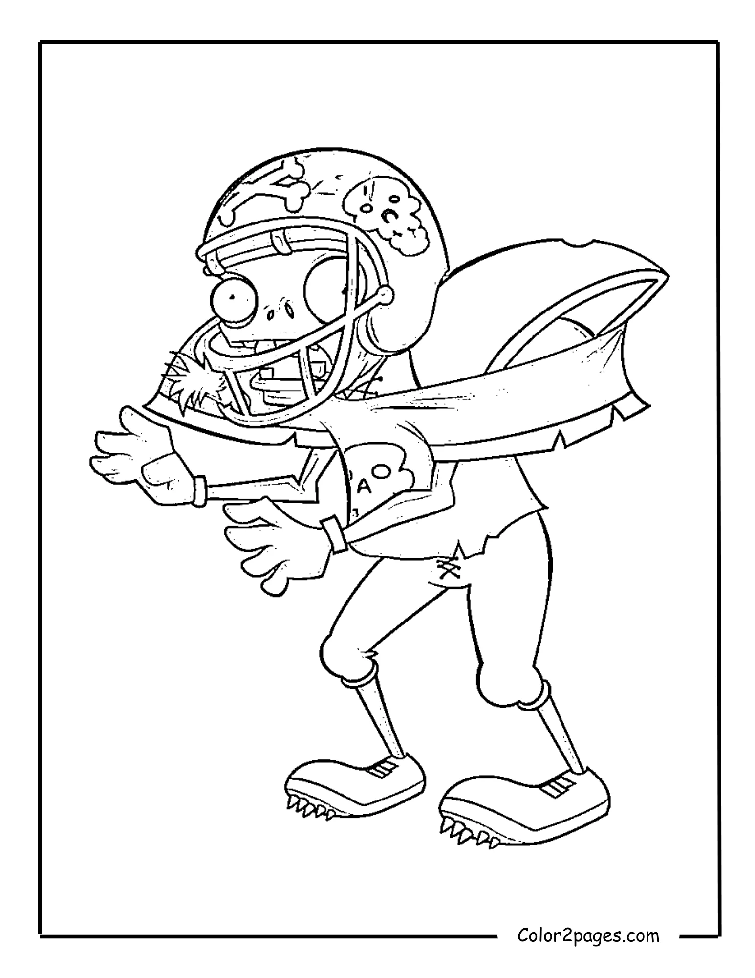 Football Zombie from Plants vs. Zombies, a classic zombie ready for free coloring.