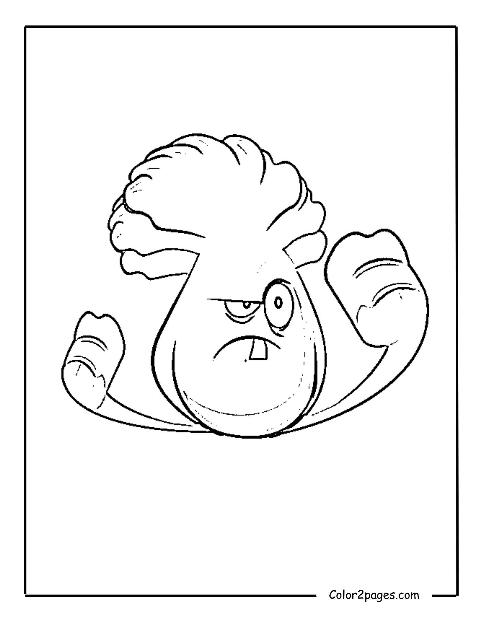 Bonk Choy, the fighting plant from Plants vs. Zombies, ready for free coloring.